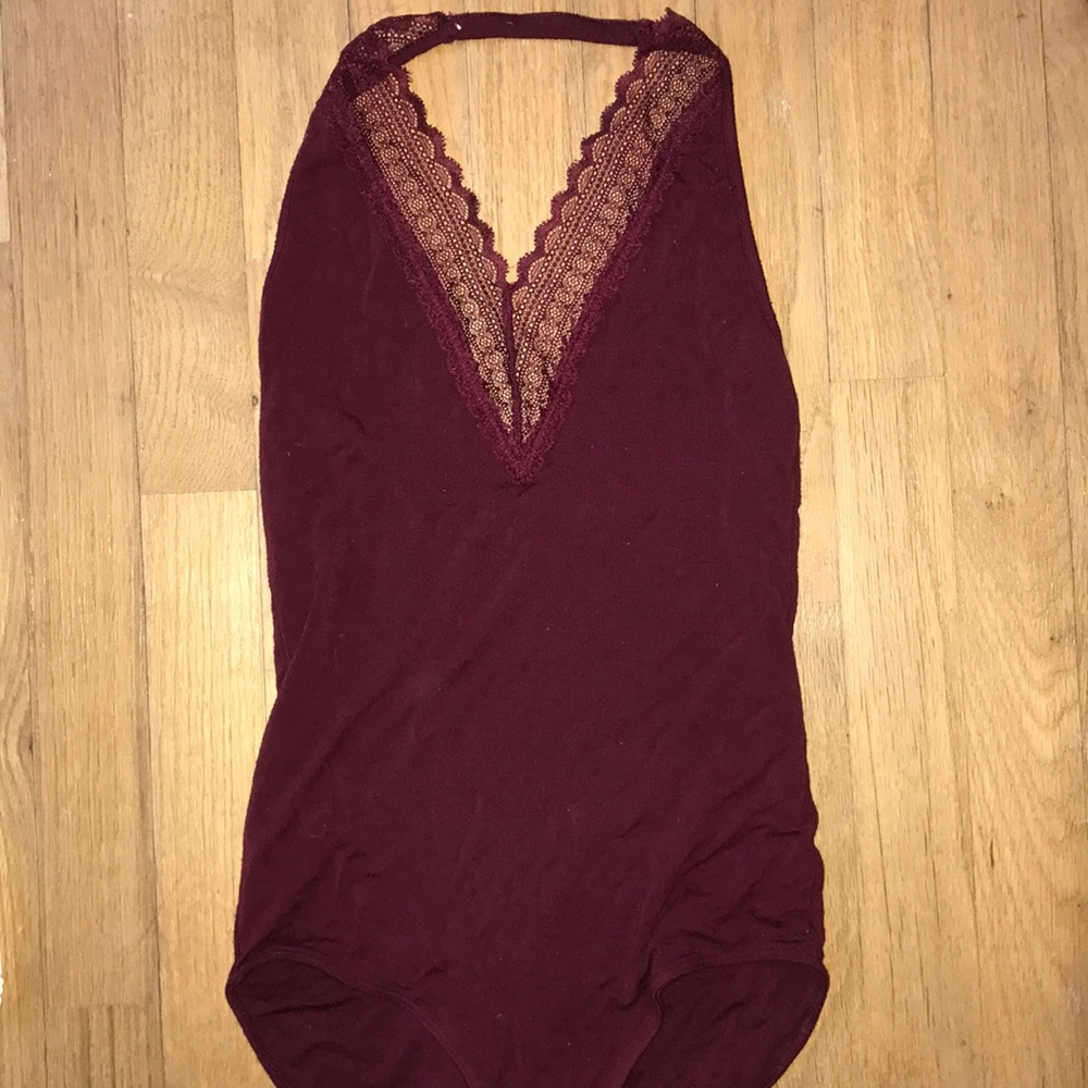 Maroon body suit